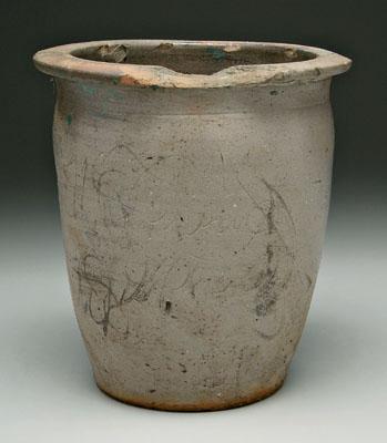 Tennessee stoneware crock, flattened