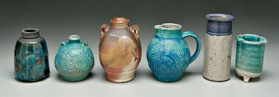 Six pieces pottery, Cynthia Bringle,