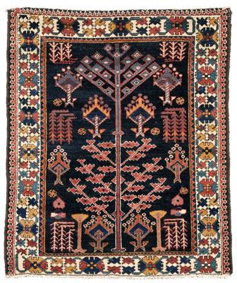 Baktiari rug, repeating tree motifs