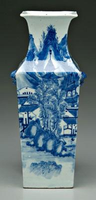 Chinese blue and white vase, quadrilateral