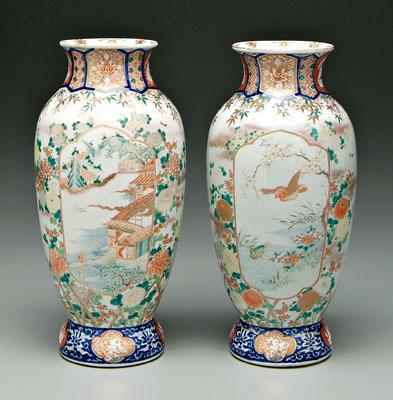 Pair Japanese Imari vases: ovoid