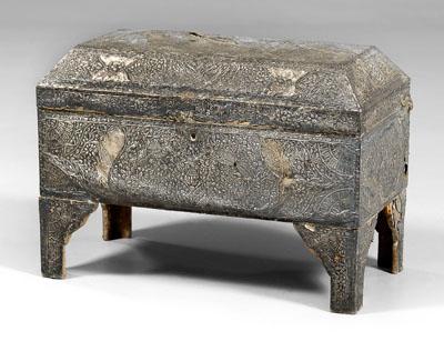 Repousse coffer carved wood body 93544