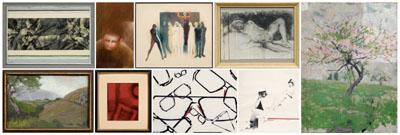 Nine assorted works of art: various