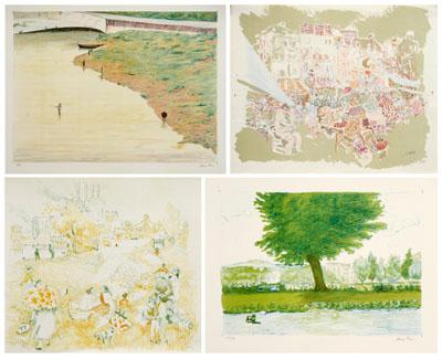 Four color lithographs: two by