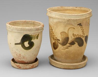 Two Solomon Bell flowerpots, (Virginia,