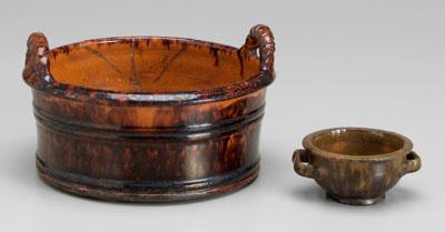 Two Bell pottery butter tubs: redware,