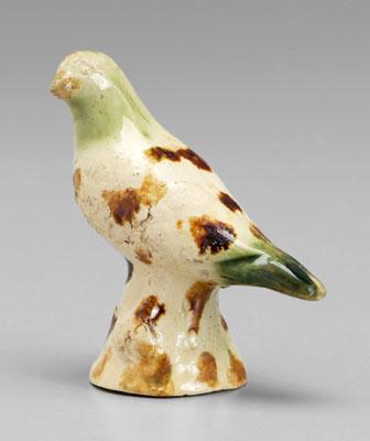 Earthenware bird, molded, green