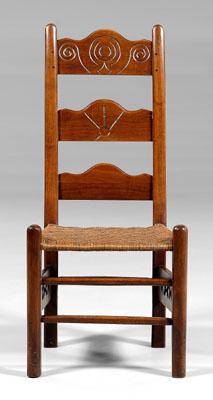 Virginia walnut side chair, three-slat