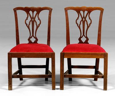 Pair Chippendale mahogany side 9363a