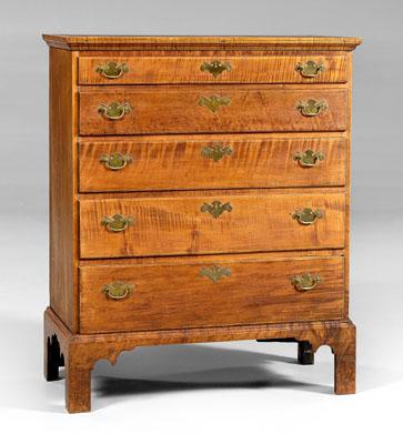 New England tiger maple tall chest  93652