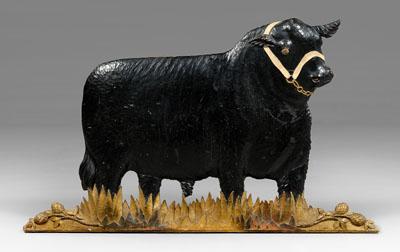 American carved and painted bull sign,
