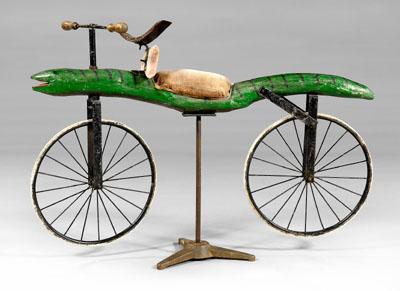 Downhill racer bicycle folk art 93664