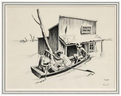 Thomas Hart Benton lithograph "Investigation",