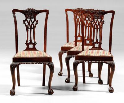 Set of four Chippendale style dining