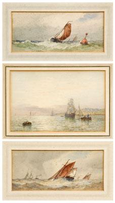 Three British marine watercolors  936ca