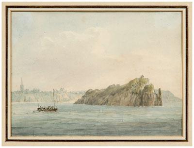 Watercolor attributed to Pocock, view