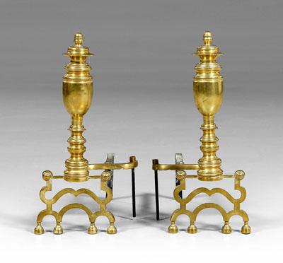 Pair classical style brass andirons: