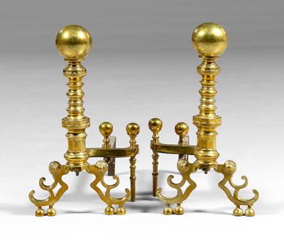 Pair classical style brass andirons: