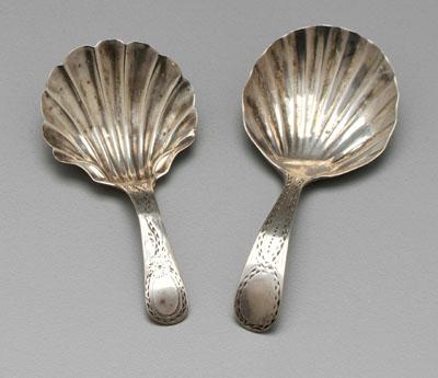 Two English silver caddy spoons,