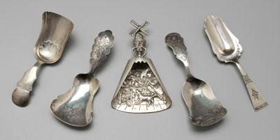 Five Dutch silver caddy spoons  93713