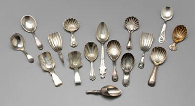 14 silver plated tea caddy spoons: