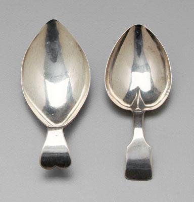 Two English silver caddy spoons,