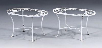Pair painted wrought iron tables  9339f