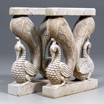 Pair carved stone table supports  933a2