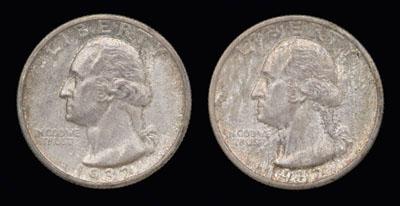 Two uncirculated 1932 S quarters  933b8