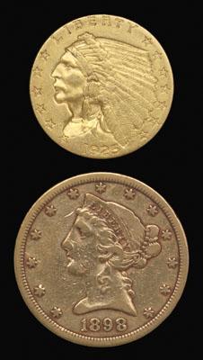 Two U.S. gold pieces: $2-1/2 Indian