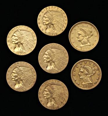Seven U S 2 1 2 gold coins two 933bc