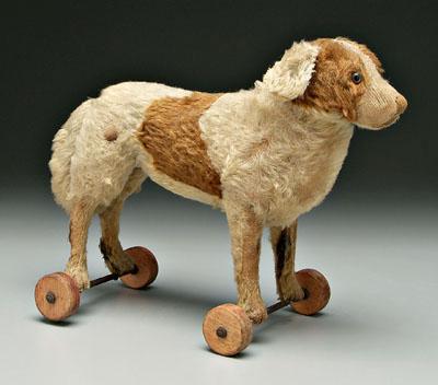 Mohair dog pull toy, mounted on four