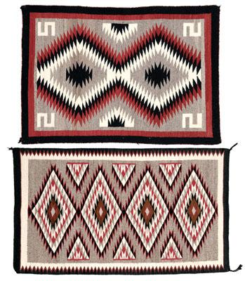 Two Navajo rugs: eye-dazzler style