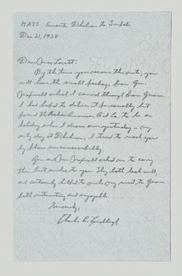 Charles Lindbergh autograph letter  93431