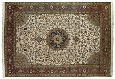 Modern Tabriz style silk rug, elaborate