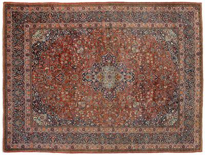 Finely woven Kashan rug, cartouche-shaped