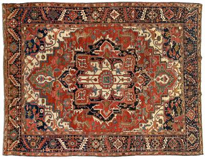 Karadja rug, large ivory and blue