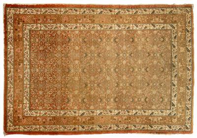 Tabriz rug, repeating rows of palmette