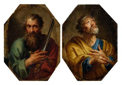 Pair Old Master paintings Saint 934ef