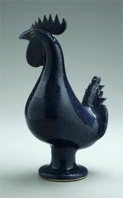 Edwin Meaders blue rooster, turned
