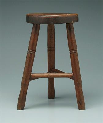 Turned oak and maple stool British 9391f