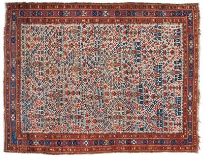 Persian rug, ivory field with repeating