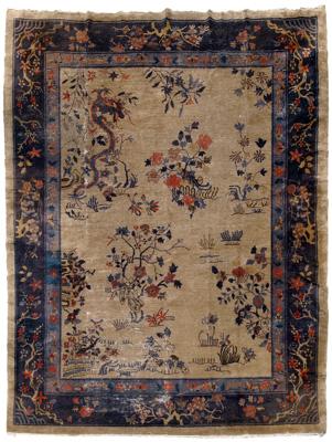 Chinese rug, floral bouquets on