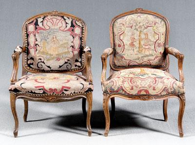 Two similar Louis XV style fauteuil