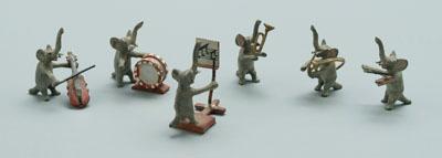 Miniature bronze elephant band: seven