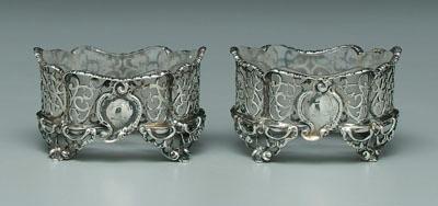 Pair English silver openwork salts  93985