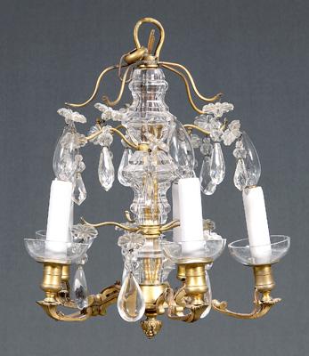 Fine brass and crystal hall fixture,