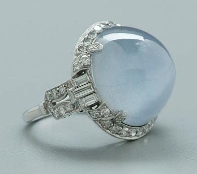 Sapphire and diamond ring, pale