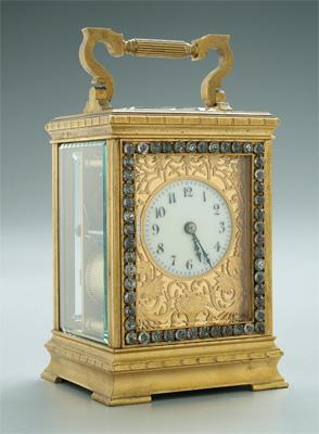 Jeweled French carriage clock, 18th