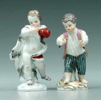 Two Meissen figurines, children: one